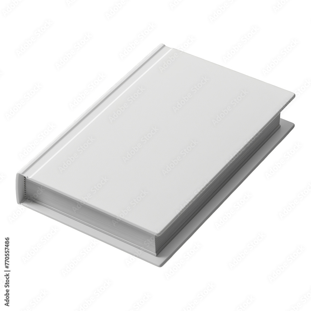Closed book or notebook mockup with a white, clear and empty cover. Design Template for a thick Novel or product catalog with a lot of pages and blank, closed cardboard hardcover. Closed book or notebook mockup with a white, clear and empty cover. Design Template for a thick Novel or product catalog with a lot of pages and blank, closed cardboard hardcover.