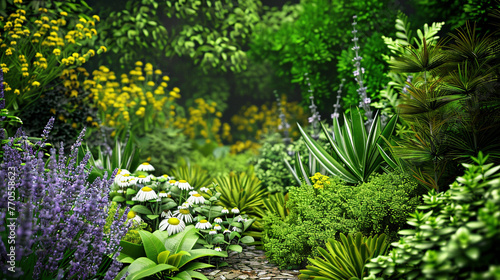 Tranquil Garden Oasis with Medicinal Plants