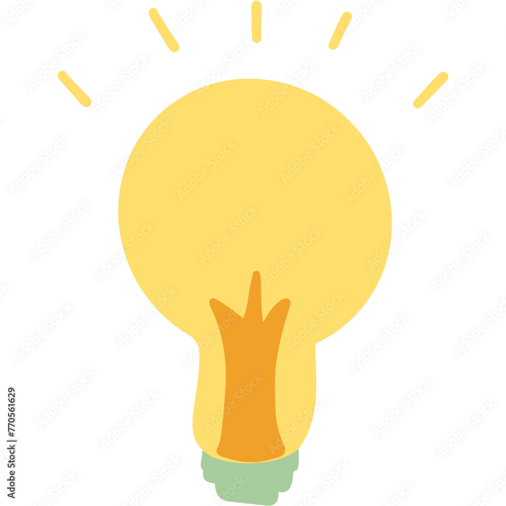 Obraz premium Doodle Vector Art EPS file 3000*3000 300dpi. A glass bulb containing a filament or LED element that produces light when an electric current passes through it. 