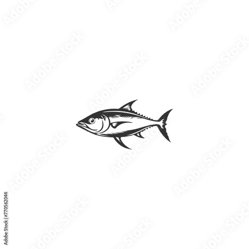 black tuna fish on a white background.