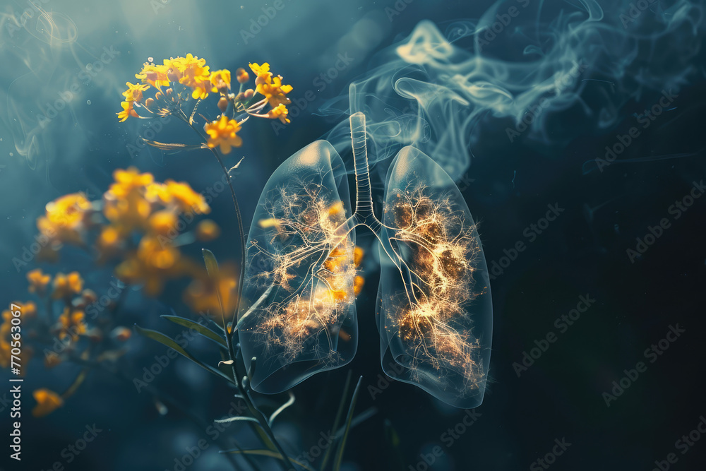 Lungs damaged by smoking - obrazy, fototapety, plakaty 