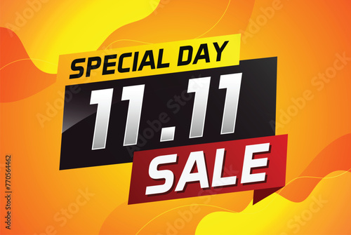 11.11 Special day sale word concept vector illustration with ribbon and 3d style for use landing page, template, ui, web, mobile app, poster, banner, flyer, background, gift card, coupon

