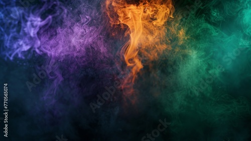Abstract multicolored smoke creating an explosion effect against a black background