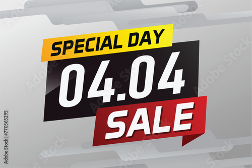 4.4 Special day sale word concept vector illustration with ribbon and 3d style for use landing page, template, ui, web, mobile app, poster, banner, flyer, background, gift card, coupon

