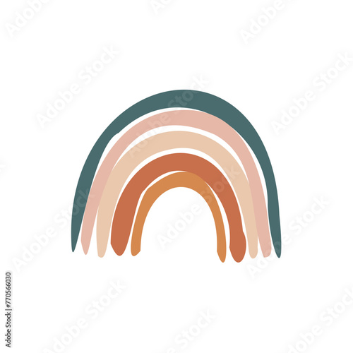 Hand drawn Abstract Rainbows boho style vector illustration 