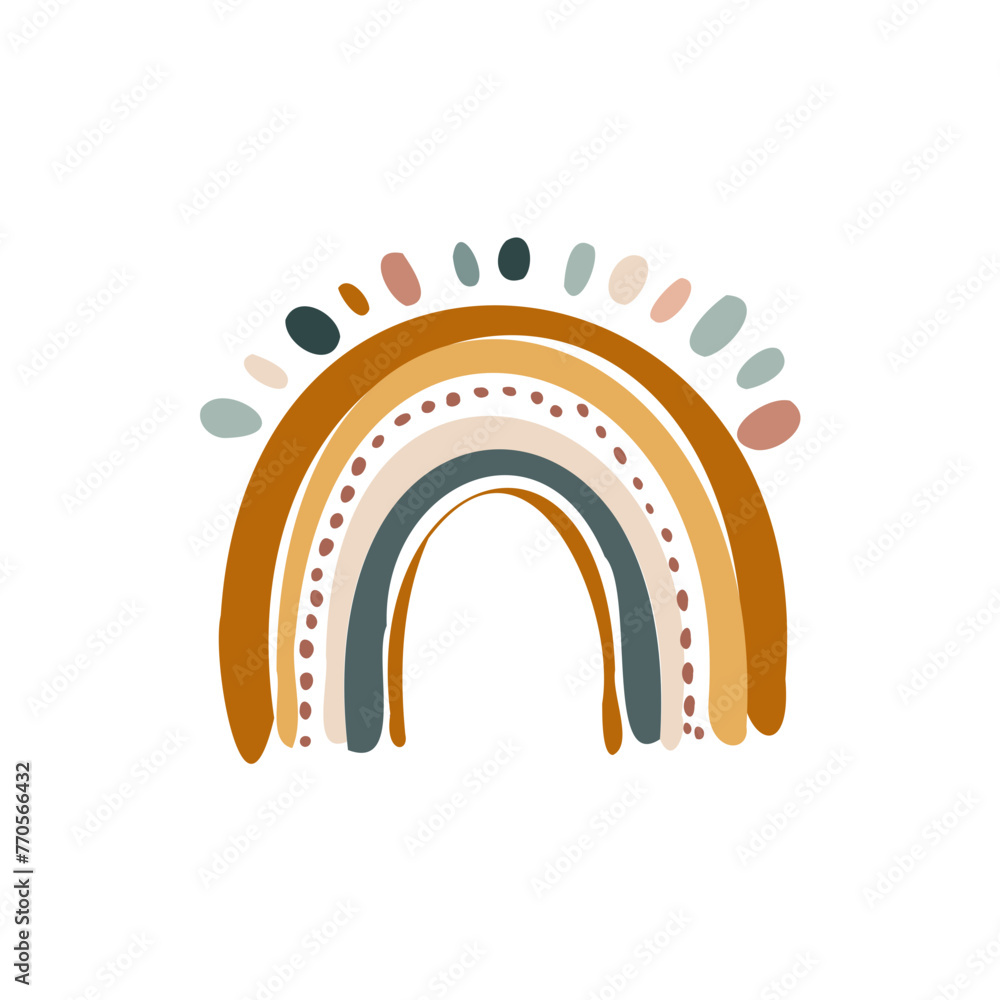 Obraz premium Hand drawn Abstract Rainbows boho style vector illustration