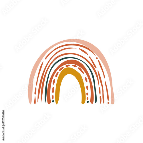 Hand drawn Abstract Rainbows boho style vector illustration 