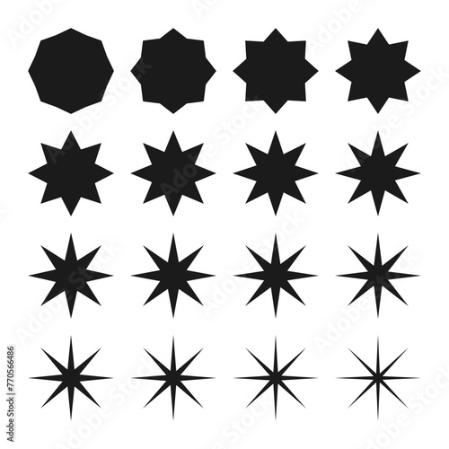 Eight Point Zigzag Edge Star Shapes