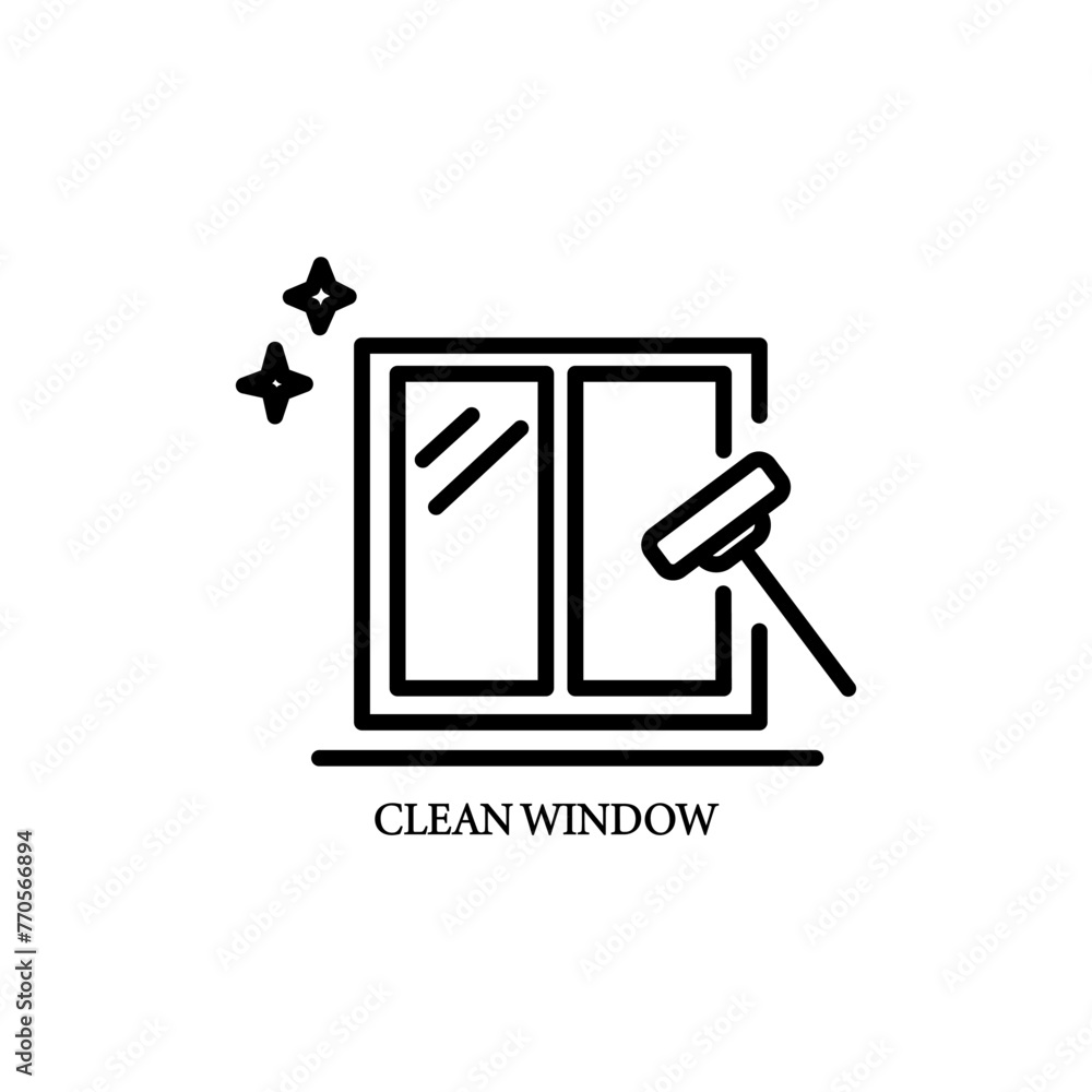 Clean window icon. Thin line clean window, car icon from cleaning collection. Outline vector isolated on white background. Editable clean window symbol can be used web and mobile Clean window icon. Thin line clean window, car icon from cleaning collection. Outline vector isolated on white background. Editable clean window symbol can be used web and mobile