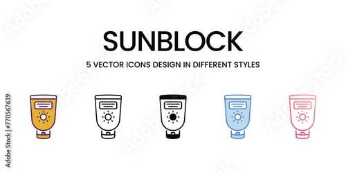 Sunblock icons in different style vector stock illustration