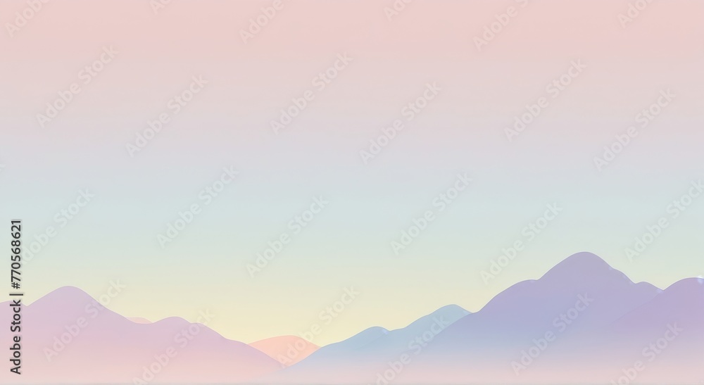 Minimalistic Horizon. Mountains, Gentle pastel colors
