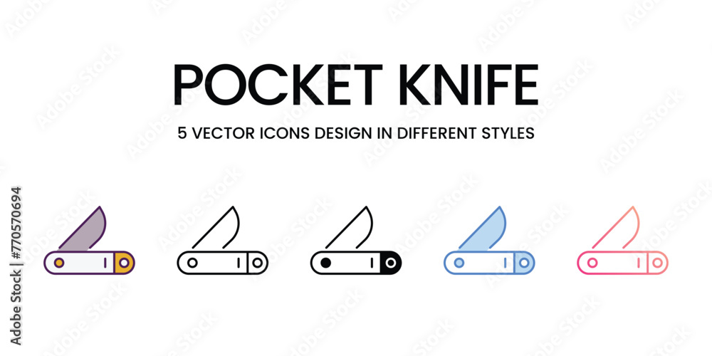 Pocket Knife icons in different style vector stock illustration - obrazy, fototapety, plakaty 