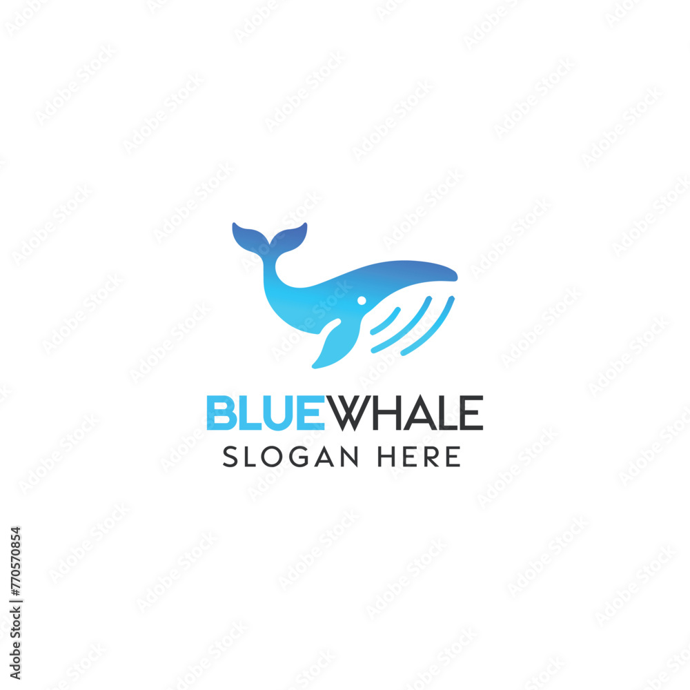 Stylized Blue Whale Logo Design for a Marine-Themed Brand Stylized Blue Whale Logo Design for a Marine-Themed Brand