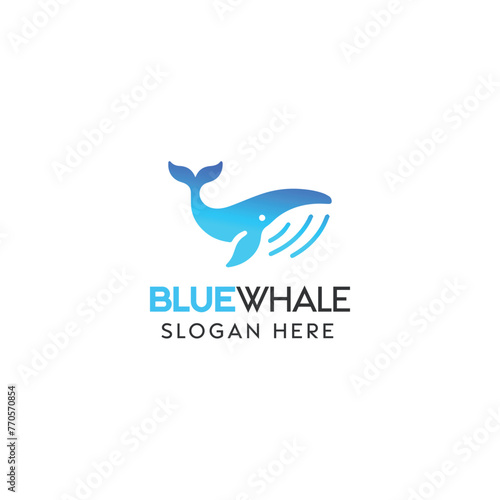 Stylized Blue Whale Logo Design for a Marine-Themed Brand