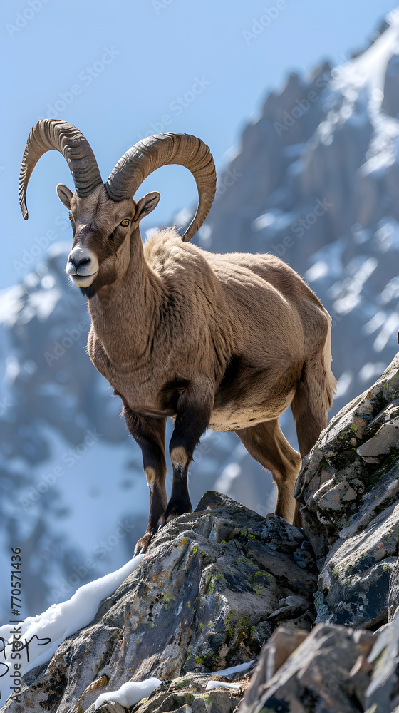 Majestic Ibex Mountain Goat: Epitome of Strength and Survival in Harsh Mountainous Terrain