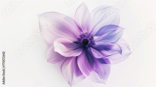 Transparent aery purple pink flower on white background. Aesthetic concept. Delicate watercolour. Generative AI © AngrySun
