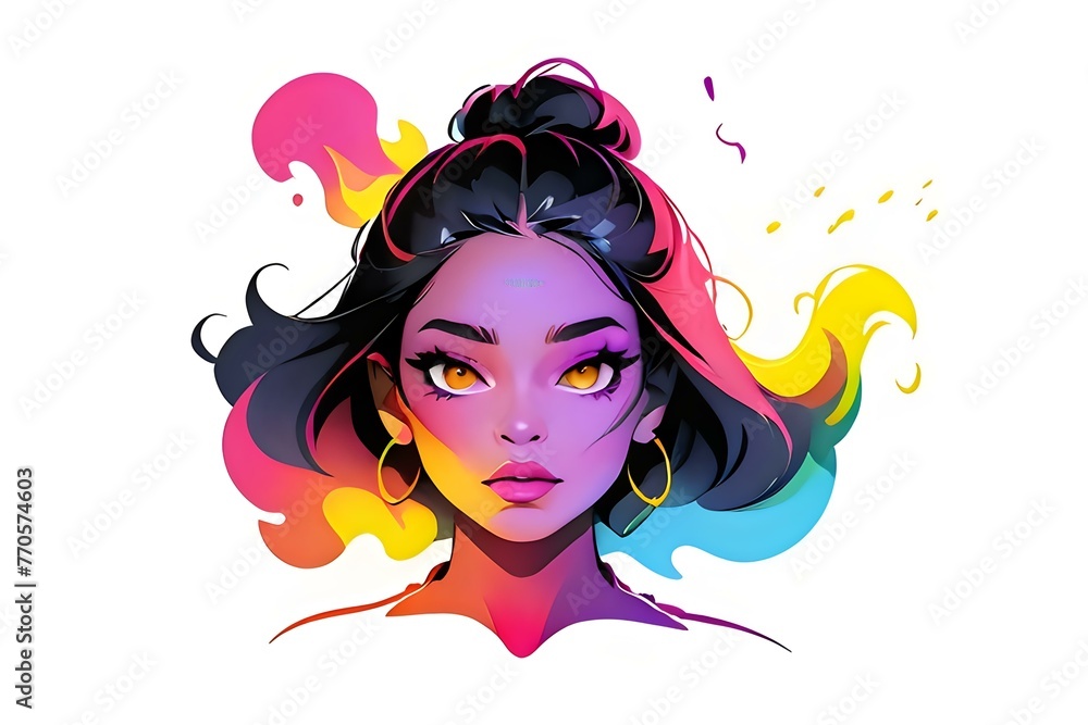 Color Swirl Essence Portrait.
A stylish portrait featuring a woman with her essence in swirling colors, ideal for fashion and lifestyle designs.