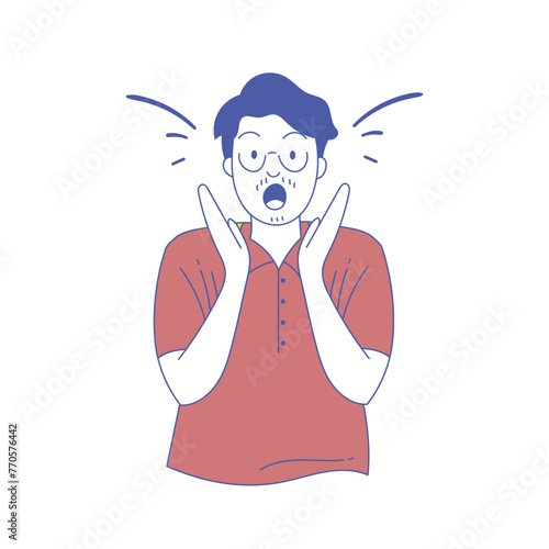 illustration of surprised man. Surprised expression. Vector illustration in cartoon style