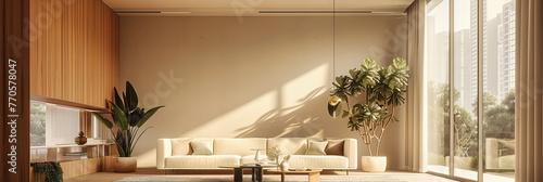 Elegant Modern Living Space with a Comfortable Sofa and Simple Decor, Ideal for a Chic and Minimalist Lifestyle