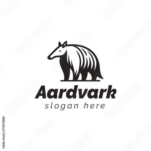 Minimalist Aardvark Logo Design in Black and White for Brand Identity