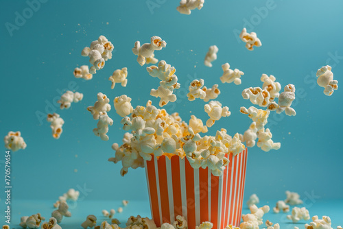 popcorn box on the blue background
