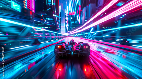 Futuristic speed - cyberpunk cityscape racing concept