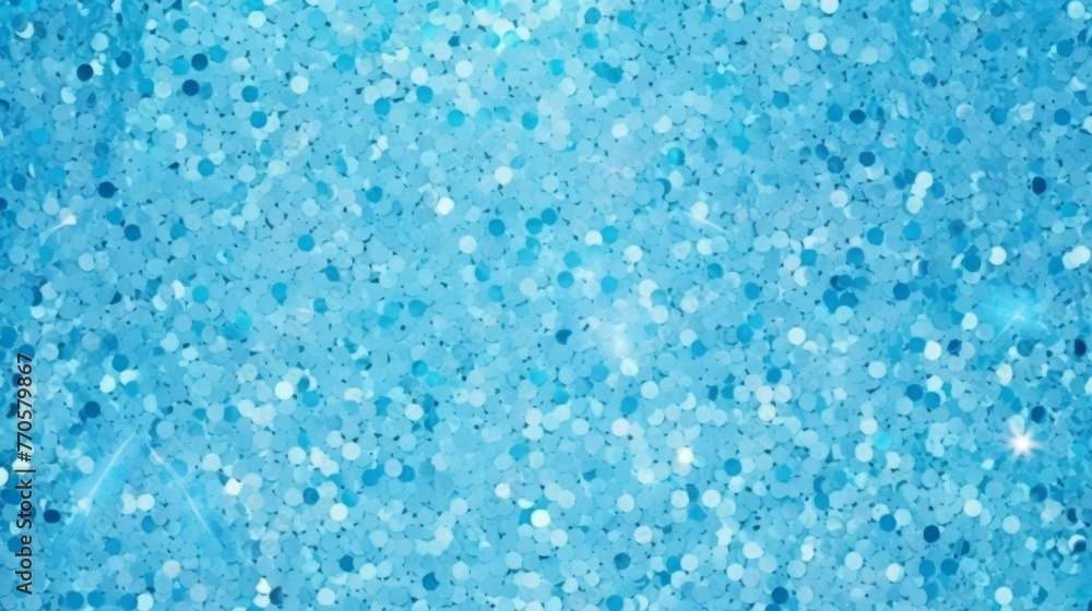 Blue glitter sparkle background with shiny light and elegant design for festive celebrations. Blue glitter sparkles scattered on a solid blue backdrop, creating a mesmerizing effect. 