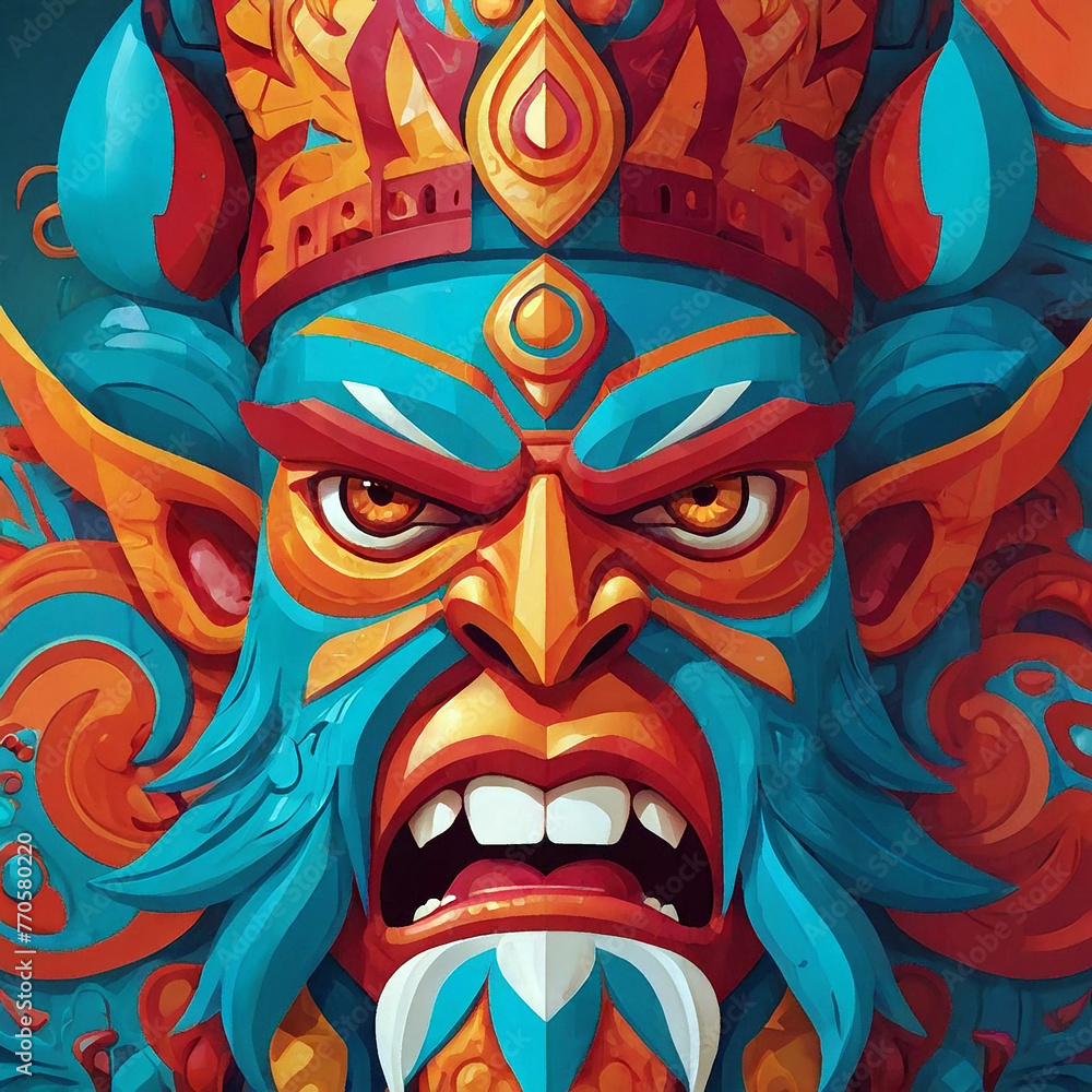 Colorfull totem head illustration Colorfull totem head illustration