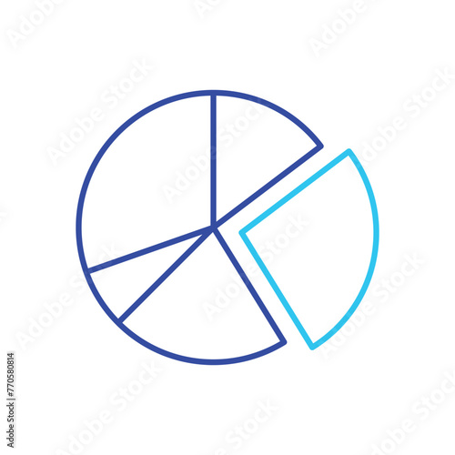 Blue Line Pie Chart vector icon