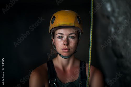 Young adult climber, concentration in a vertical world