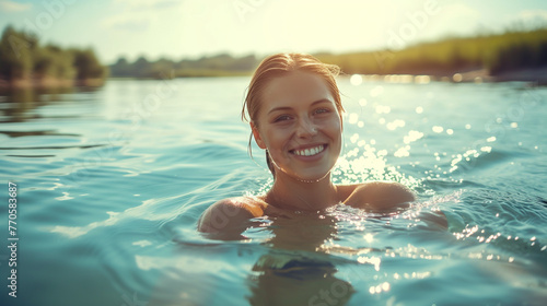 a girl swimming in the lake © HillTract