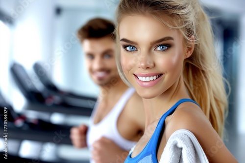 Smiling Woman in Sportswear at Gym