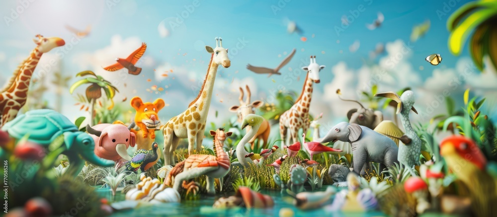 Fun Animals in 3D Modern Panorama Fun Animals in 3D Modern Panorama