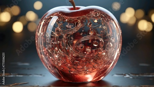 Apple in crystal with music sing 