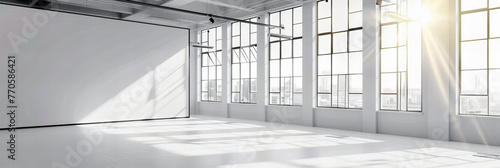 Expansive Modern Industrial Space with High Ceilings, Offering a Blank Canvas for Creative Ventures