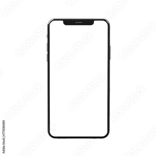 Smartphone with blank screen isolated on white background. 3d illustration