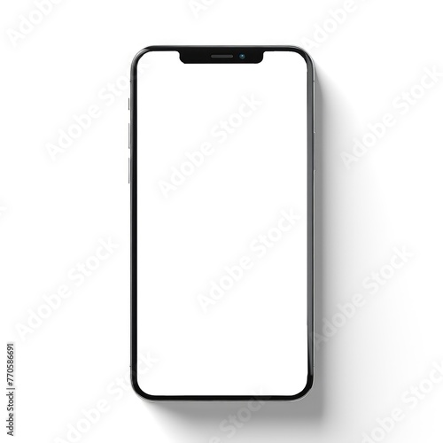 Smartphone mockup with blank screen isolated on white background. 3D rendering.