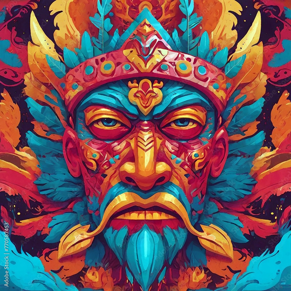 Colorfull totem head illustration Colorfull totem head illustration