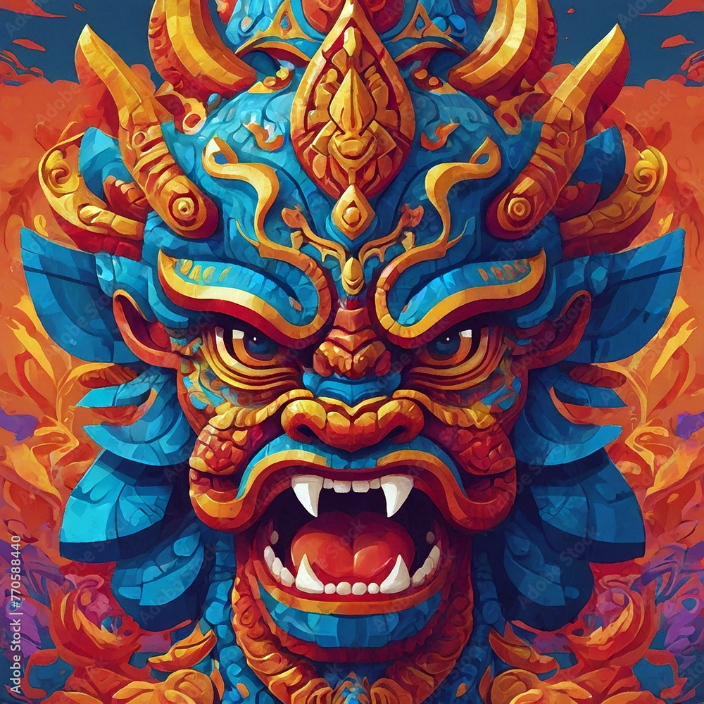 Colorfull totem head illustration Colorfull totem head illustration