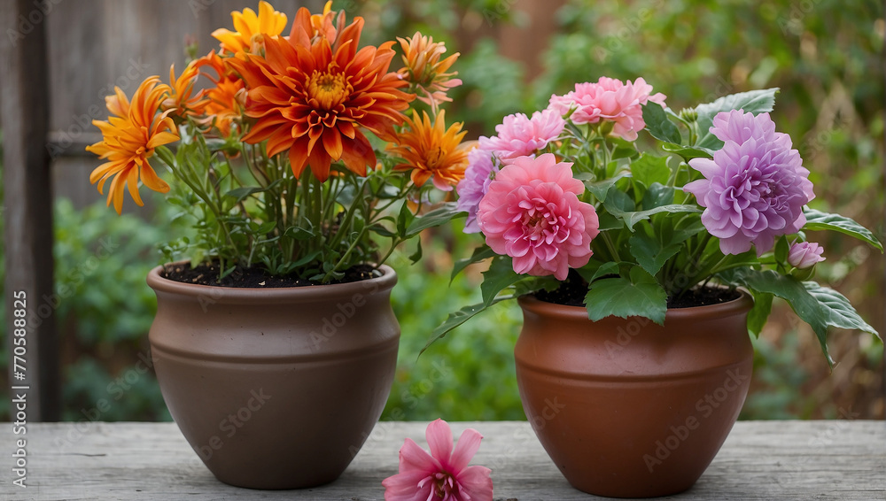 Flower with pot beautiful look Flower with pot beautiful look