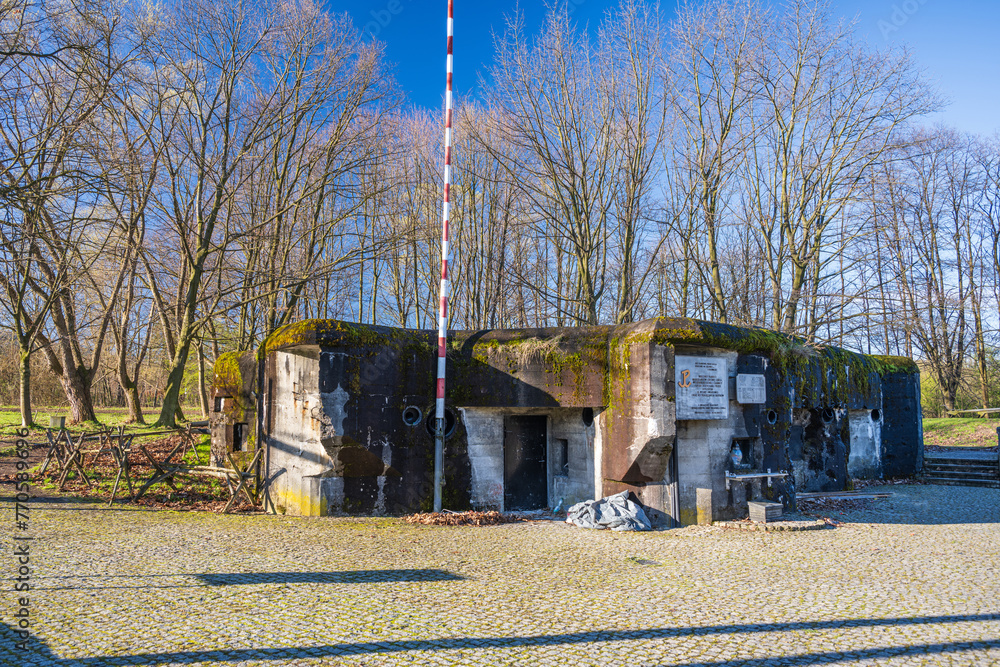 Second World War bunker Wedrowiec in Wegierska Gorka, Poland. - obrazy, fototapety, plakaty 