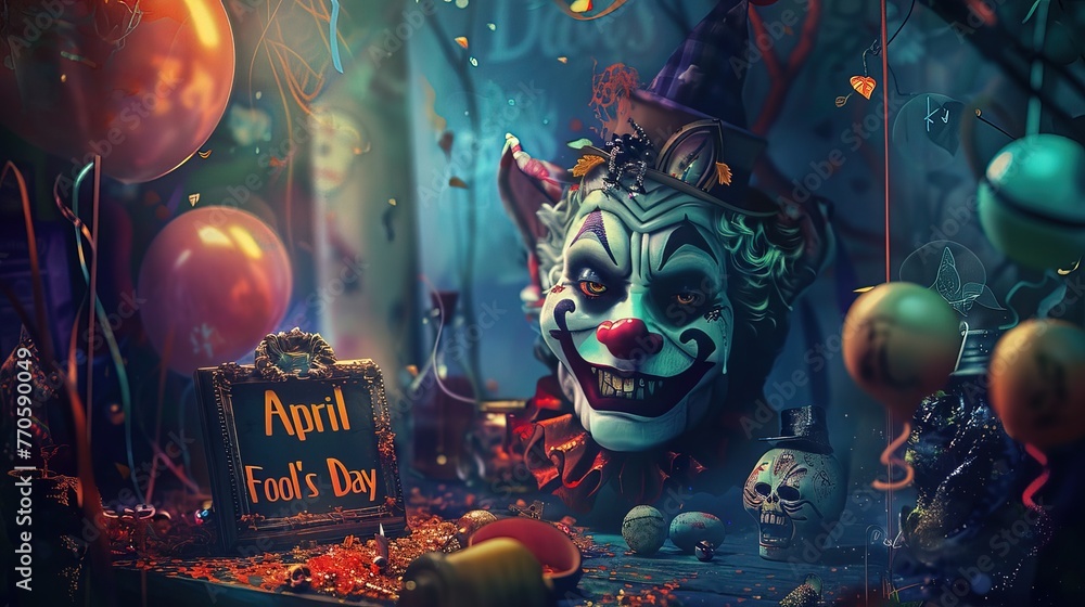 April Fool's day creative background, April fool's day celebrating, Generative Ai  - obrazy, fototapety, plakaty 