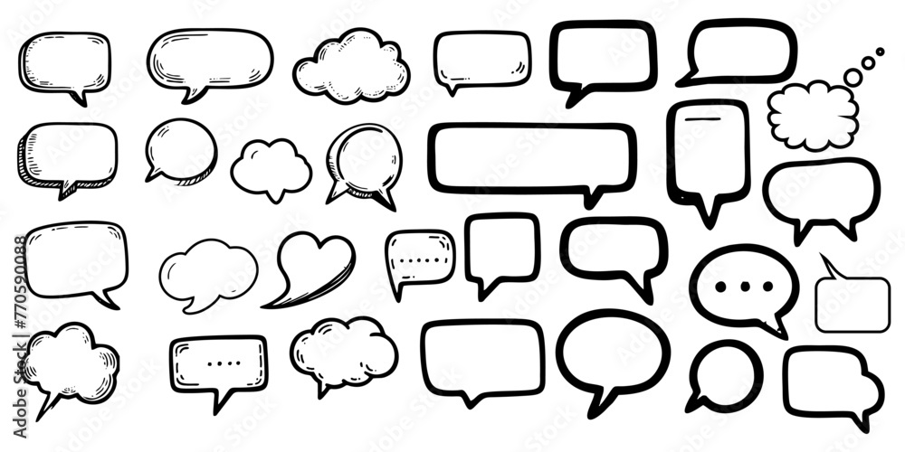 Obraz premium hand drawn callout shapes. Set simple callout shapes isolated on white background