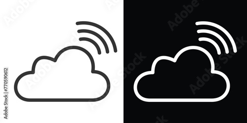 cloud share icon on black and white © ThejCreation
