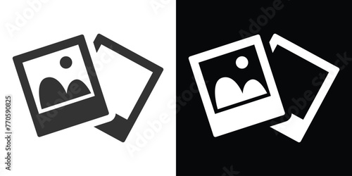 polaroid photo frame icon on black and white