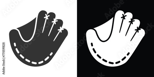 baseball glove icon on black and white photo