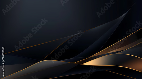 Abstract Gradient Black Background with Luxury Golden Line photo