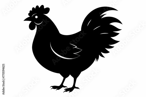 chicken outline silhouette black vector illustration