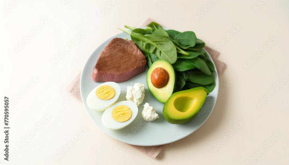 Keto Feast: Nutritious and Delicious Low-Carb Meal - obrazy, fototapety, plakaty 