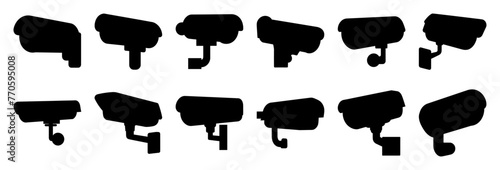 Cctv security camera silhouette set vector design big pack of illustration and icon